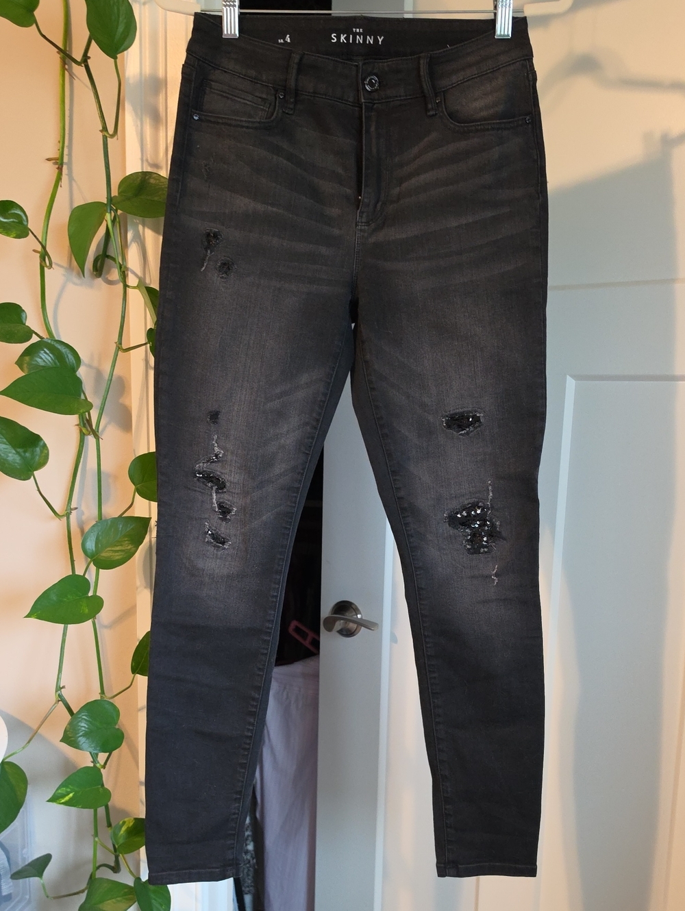 White House Black Market Black Skinny Distressed Jeans